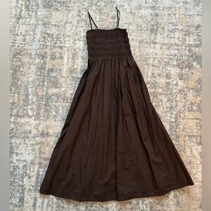 LOFT Smocked Midi Dress - Brown